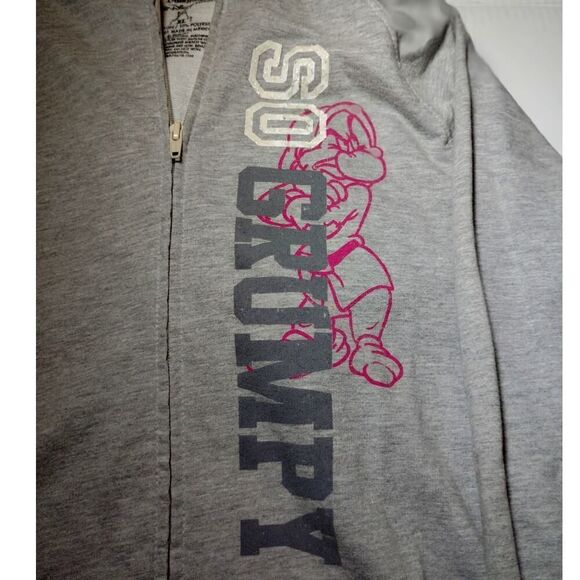 Disney Grumpy Snow White Women's Gray Zip Up Graphics Hoodie - XL - Picture 2 of 4
